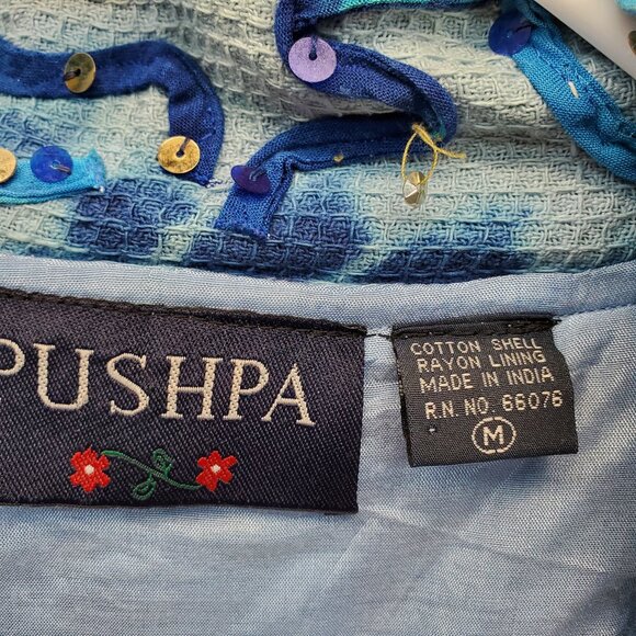 Pushpa Women’s Sequins Vintage Blazer Jacket Medium Size M Blue FLAW - Picture 6 of 12